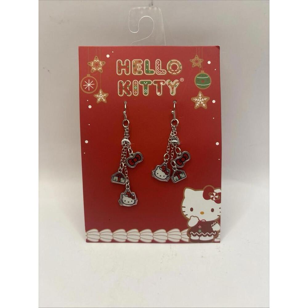 Hello Kitty Christmas Linear Drop Earrings